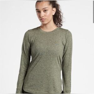 Like New Athleta 'Uptempo' Olive Green Heather Long Sleeve Crewneck Top Small